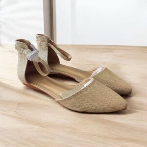 New Dream Pairs Gold Glitter Women's Ankle Strap Flats size 9